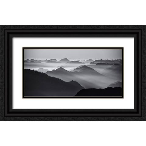 Mountain layers Black Ornate Wood Framed Art Print with Double Matting by Krivec, Ales