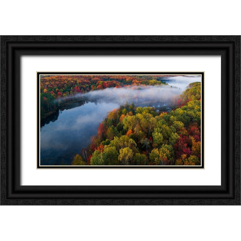Autumn Symphony II Black Ornate Wood Framed Art Print with Double Matting by Fan, John