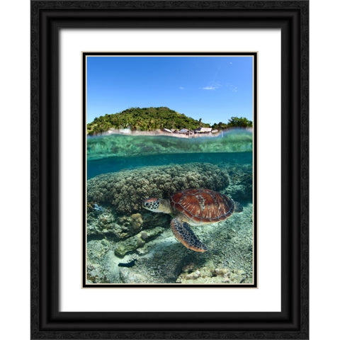 Along shore Black Ornate Wood Framed Art Print with Double Matting by Narchuk, Andrey