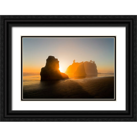 The Golden Beach Black Ornate Wood Framed Art Print with Double Matting by Fan, John