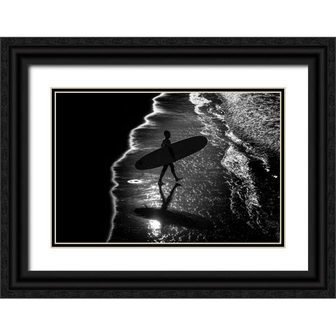 Surf 9 Black Ornate Wood Framed Art Print with Double Matting by Della Latta, Massimo