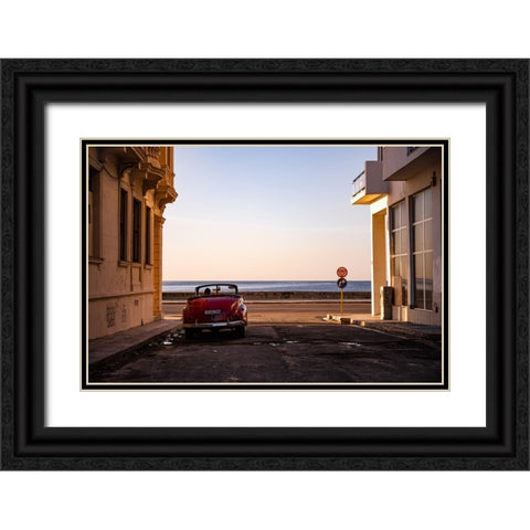 Watching the sun set - Havana Black Ornate Wood Framed Art Print with Double Matting by Deakin, John