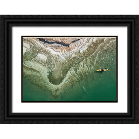 Kayaker Dead Sea Black Ornate Wood Framed Art Print with Double Matting by Meirovich, Ido