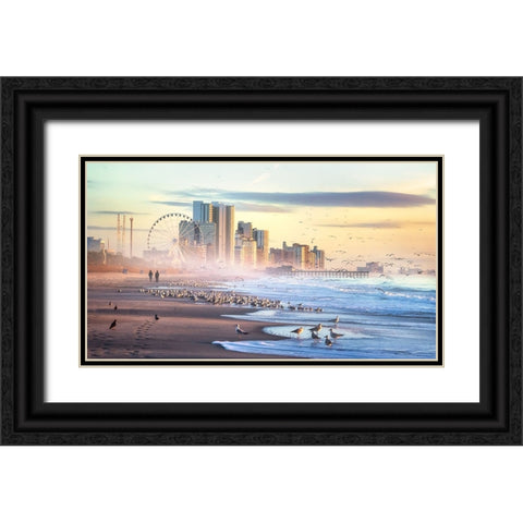 Autumn Morning at the Beach Black Ornate Wood Framed Art Print with Double Matting by Yang, Jianping