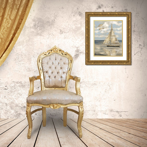 Serene Sailboat II - Gold Gold Ornate Wood Framed Art Print with Double Matting by Brent, Paul