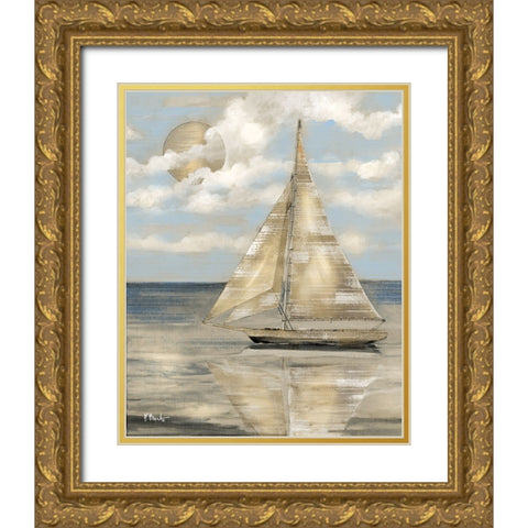 Serene Sailboat II - Gold Gold Ornate Wood Framed Art Print with Double Matting by Brent, Paul