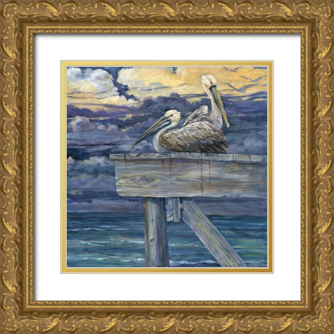 Pelican Dock Gold Ornate Wood Framed Art Print with Double Matting by Brent, Paul