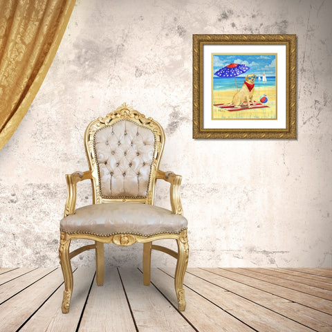 Summer Sun Yellow Lab Gold Ornate Wood Framed Art Print with Double Matting by Brent, Paul