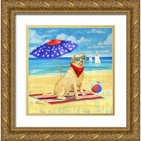 Summer Sun Yellow Lab Gold Ornate Wood Framed Art Print with Double Matting by Brent, Paul