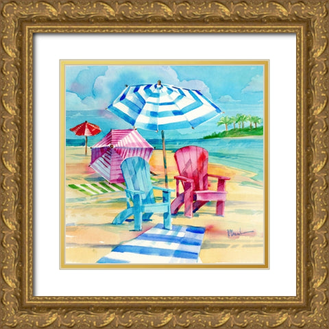 Ventura Beach Square IV Gold Ornate Wood Framed Art Print with Double Matting by Brent, Paul