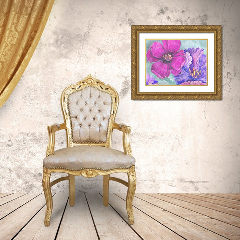 Floral Explosion - Bright Gold Ornate Wood Framed Art Print with Double Matting by Brent, Paul