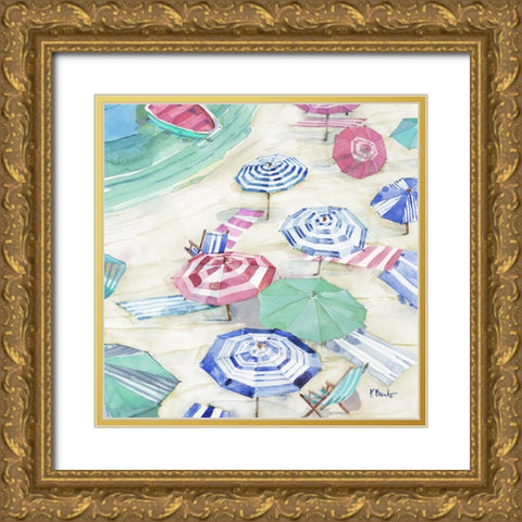 Umbrella Cove II - Light Gold Ornate Wood Framed Art Print with Double Matting by Brent, Paul