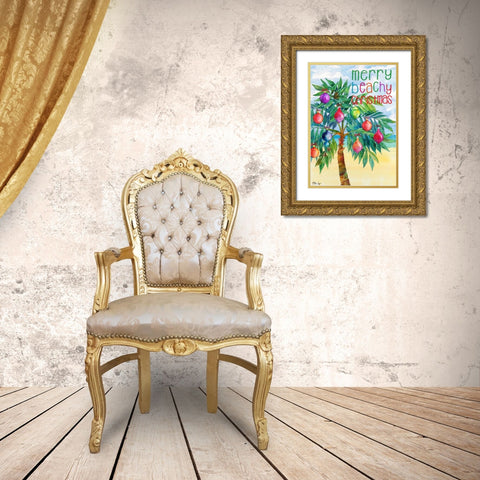 Holiday Aqueous Palm - Vertical Gold Ornate Wood Framed Art Print with Double Matting by Brent, Paul