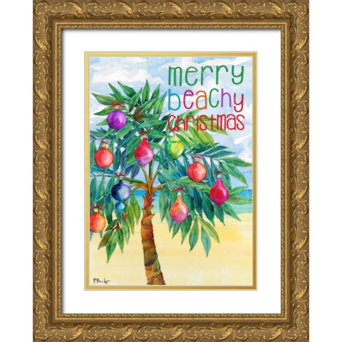Holiday Aqueous Palm - Vertical Gold Ornate Wood Framed Art Print with Double Matting by Brent, Paul