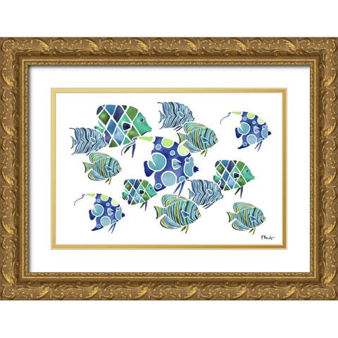 Tahiti Blues V - Horizontal Gold Ornate Wood Framed Art Print with Double Matting by Brent, Paul