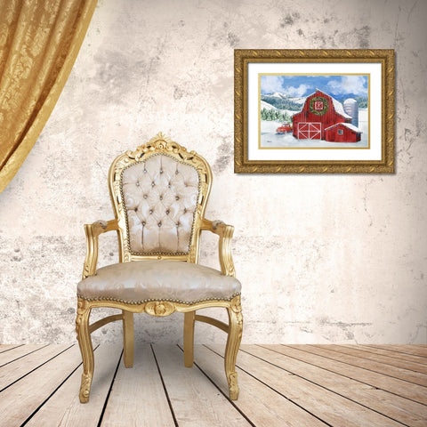 Holiday Homeland Barns II - Scenic Gold Ornate Wood Framed Art Print with Double Matting by Brent, Paul
