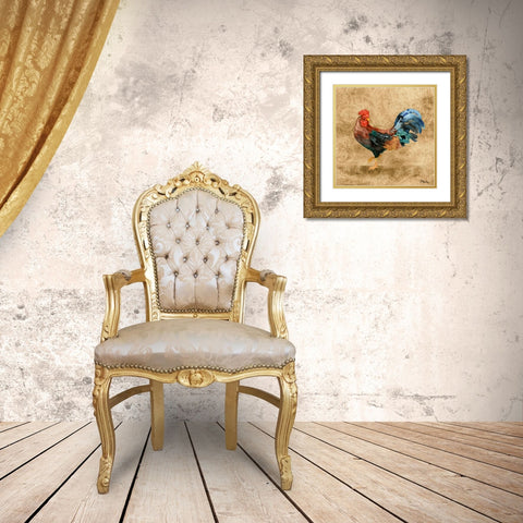 French Countryside Rooster II Gold Ornate Wood Framed Art Print with Double Matting by Brent, Paul