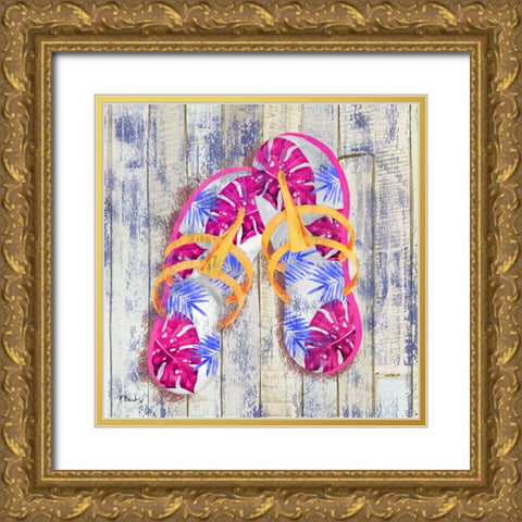 Pompano Sandals II Gold Ornate Wood Framed Art Print with Double Matting by Brent, Paul