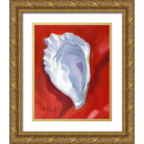 Oyster Close Up IV - Red Gold Ornate Wood Framed Art Print with Double Matting by Brent, Paul