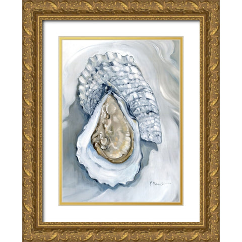 Oyster Close Up VII - White Gold Ornate Wood Framed Art Print with Double Matting by Brent, Paul