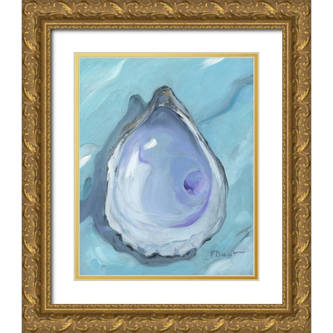 Oyster Close Up XIII - Aqua Gold Ornate Wood Framed Art Print with Double Matting by Brent, Paul