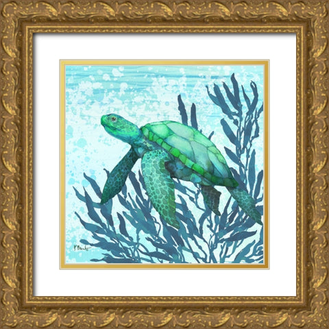 Calypso Turtles II - Bright Gold Ornate Wood Framed Art Print with Double Matting by Brent, Paul