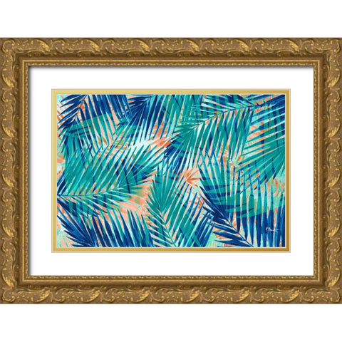 Miami Palm Horizontal Gold Ornate Wood Framed Art Print with Double Matting by Brent, Paul