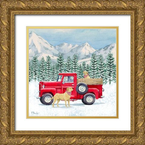 Winter Pups I - Holiday Gold Ornate Wood Framed Art Print with Double Matting by Brent, Paul