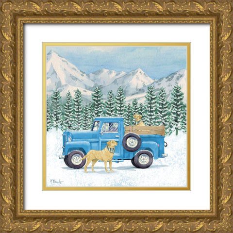 Winter Pups I Gold Ornate Wood Framed Art Print with Double Matting by Brent, Paul