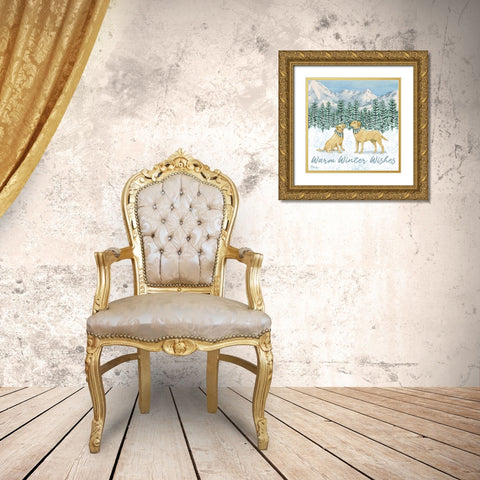 Winter Pups II Gold Ornate Wood Framed Art Print with Double Matting by Brent, Paul