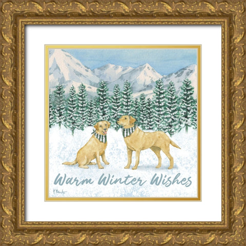 Winter Pups II Gold Ornate Wood Framed Art Print with Double Matting by Brent, Paul