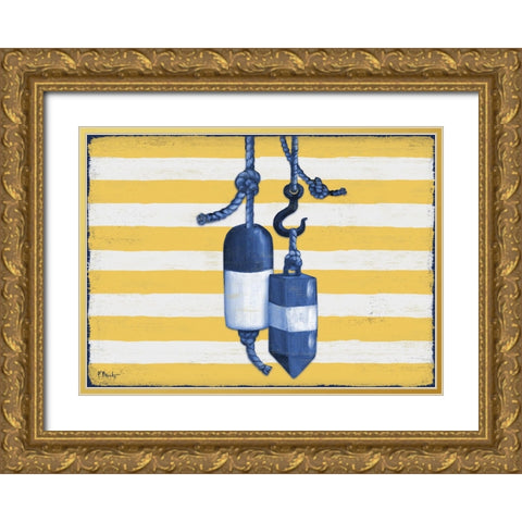 Sunny Nautical V - Yellow Gold Ornate Wood Framed Art Print with Double Matting by Brent, Paul