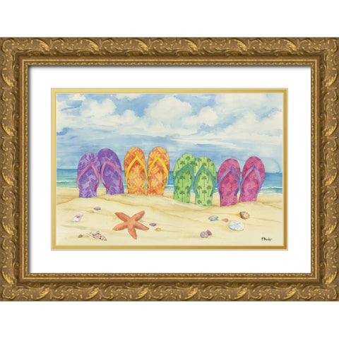 Toes in the Sand Horizontal Gold Ornate Wood Framed Art Print with Double Matting by Brent, Paul