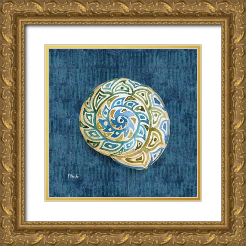 Embellished Shells I - Blue Gold Ornate Wood Framed Art Print with Double Matting by Brent, Paul