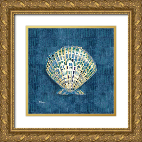 Embellished Shells III - Blue Gold Ornate Wood Framed Art Print with Double Matting by Brent, Paul