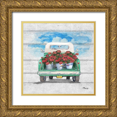 Flower Truck II Gold Ornate Wood Framed Art Print with Double Matting by Brent, Paul