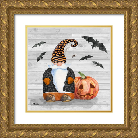 Halloween Gnome III Gold Ornate Wood Framed Art Print with Double Matting by Brent, Paul