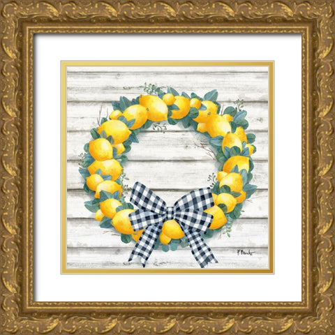 Lemon Wreath II Gold Ornate Wood Framed Art Print with Double Matting by Brent, Paul
