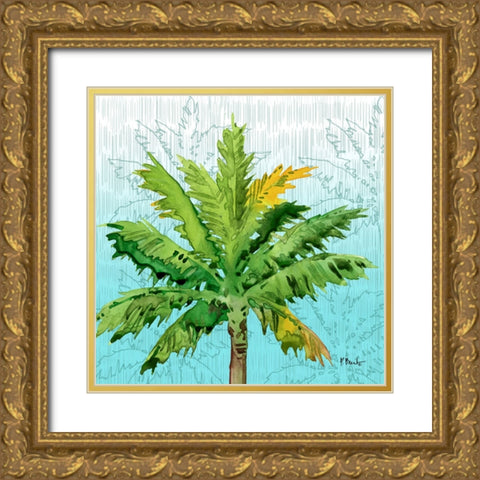 Hilo Palms I - Blue Gold Ornate Wood Framed Art Print with Double Matting by Brent, Paul