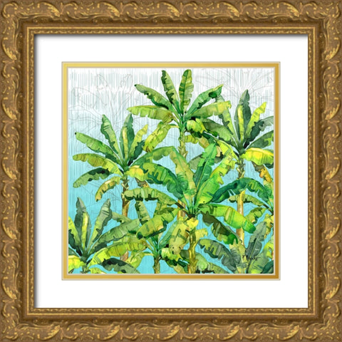 Hilo Palms VI - Blue Gold Ornate Wood Framed Art Print with Double Matting by Brent, Paul