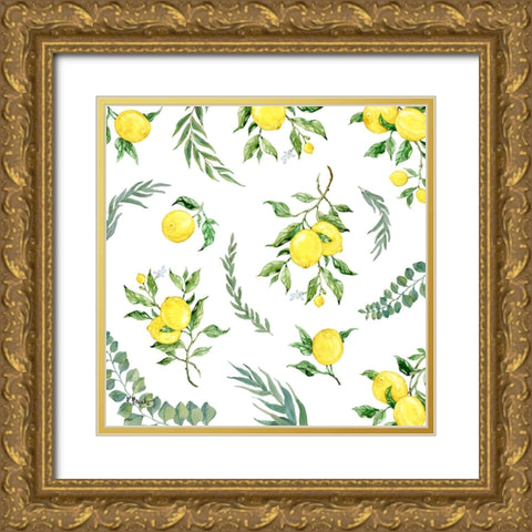 Sicilian Lemons Toss I Gold Ornate Wood Framed Art Print with Double Matting by Brent, Paul