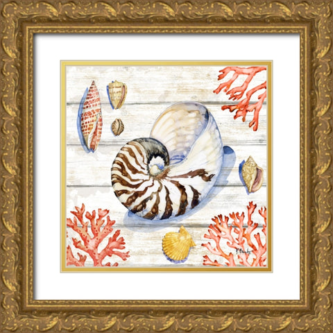 Bahia Shells Wood IV Gold Ornate Wood Framed Art Print with Double Matting by Brent, Paul