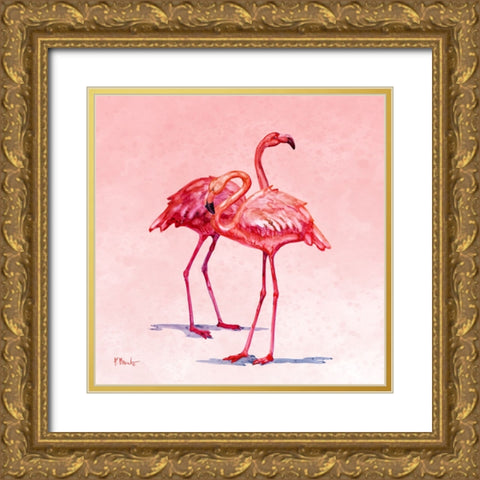 Hilo Flamingos I Gold Ornate Wood Framed Art Print with Double Matting by Brent, Paul