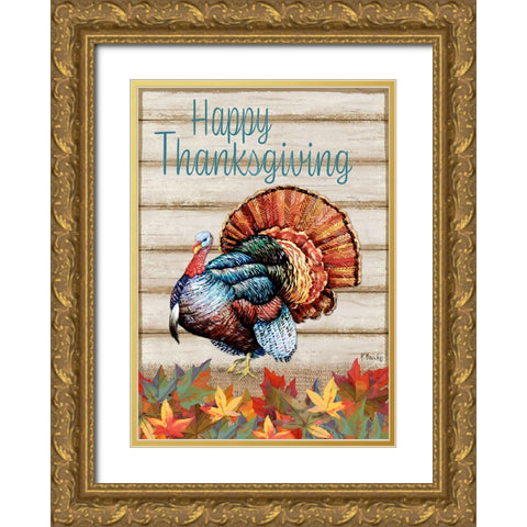 Thanksgiving Foliage - Wood Gold Ornate Wood Framed Art Print with Double Matting by Brent, Paul