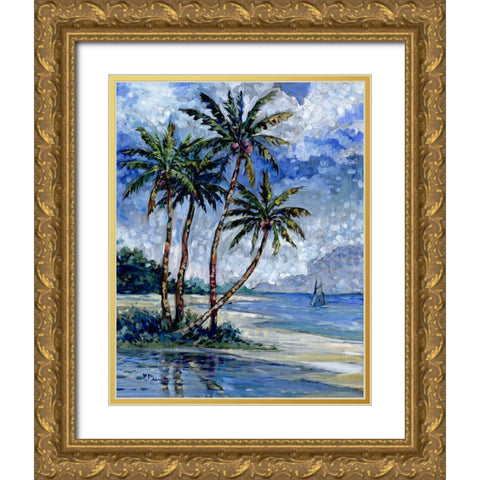 Impressions of Palms I Gold Ornate Wood Framed Art Print with Double Matting by Brent, Paul