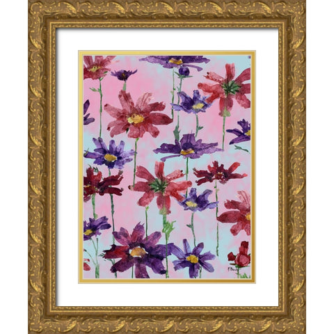 Floral Cascade II Gold Ornate Wood Framed Art Print with Double Matting by Brent, Paul
