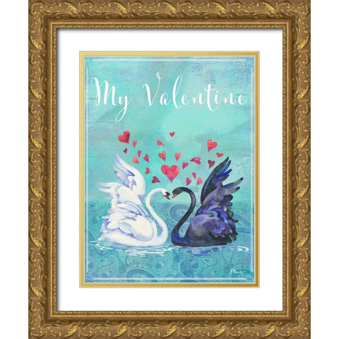 Love Birds II Vertical Gold Ornate Wood Framed Art Print with Double Matting by Brent, Paul