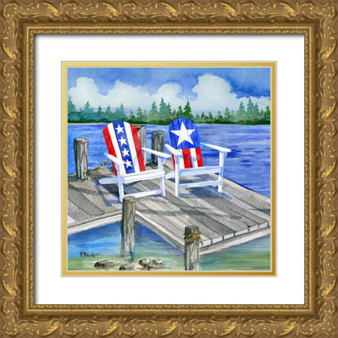 Patriotic Dock I Gold Ornate Wood Framed Art Print with Double Matting by Brent, Paul