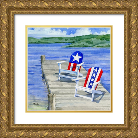 Patriotic Dock IV Gold Ornate Wood Framed Art Print with Double Matting by Brent, Paul