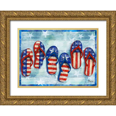 Freedom Flip Flops Horizontal Gold Ornate Wood Framed Art Print with Double Matting by Brent, Paul